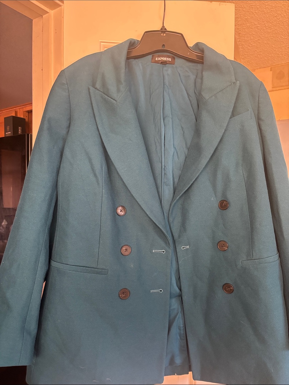 Express Teal Double-Breasted Blazer